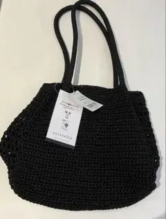 【新品未使用】polka polka コード編み トートバッグ かごバッグ 黒