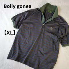 Bolly gonea 半袖ポロシャツ マルチボーダー ネイビー サイズXL
