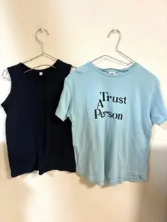 無印良品ネイビータンクトップ　ブリーズ水色のTシャツ2枚セット　150