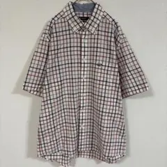 【Golden Bear】(LL)コットン100%半袖チェック柄シャツ/総柄
