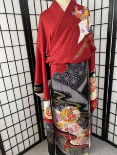 真紅高級お振袖 ロング丈 裄丈ロング 逸品美品
