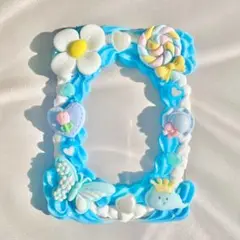 デコトレカケース ホイップ×水色×キャンディ×フラワー