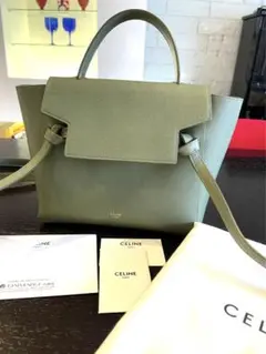 超美品⭐︎正規店購入セリーヌ⭐︎ベルトバッグ マイクロ ライトカーキ クリーニング済