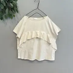 DRESKIP【M】コットン100 フリル付き 半袖Tシャツ