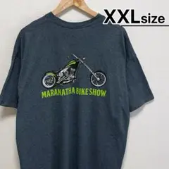 USA古着　Tシャツ　XXL　ダークグレー　プリント　バイク　ロゴ　クルーネック