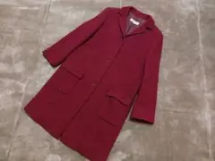 美品 ランバンコレクション 清楚 チェスターコート ワイン 38