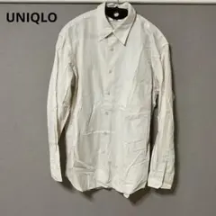 UNIQLO メンズ　アイボリー コットン 長袖シャツ　Mサイズ 492