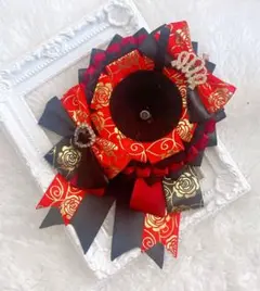 856 ハンドメイド 痛ロゼット ブラック レッド
