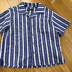 moujonjon 半袖シャツ 110サイズ 青と白ストライプ