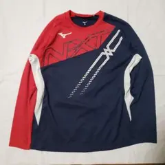 Mizuno ロングTシャツ XS ネイビー/レッド
