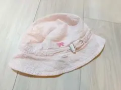 【ミキハウス】リボン付きストライプバケットハット
