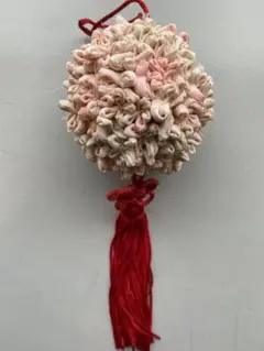 手作り 新品 つまみ細工 花玉飾り 吊るし ピンク