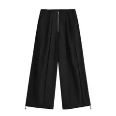 夏にぴったりロングパンツ。ゆったりジッパーデザインシンプルお出かけ普段着に