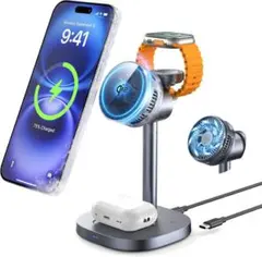 RORRY 新型番Qi2冷却ファン付き3in1ワイヤレス充電器