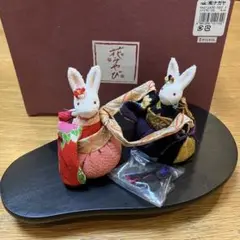 干支ちりめんうさぎ、オルゴール付き美品。