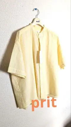 〘新品/未使用〙prit 　スタンドネック半袖オーバーシャツ　日本製