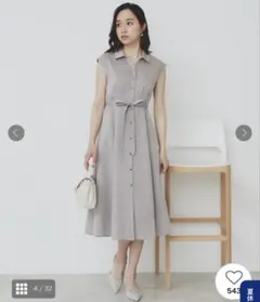 完売品！新品　リネンライクシャツワンピース 【洗濯機洗い可】ブラウン　M