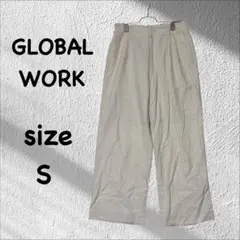 グローバルワーク（S）ワイドパンツ アイボリー　綿混　麻混　ウエストバックゴム
