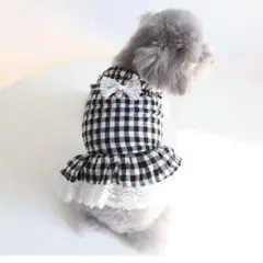 6-51.IGUGHI 犬の服 ドレス 春夏秋 袖なし チェック柄