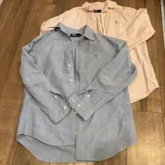 ポロラルフローレン　長袖シャツ 青と赤のストライプ　セット