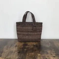 かごバッグ　ストライプ　エコクラフトバンド