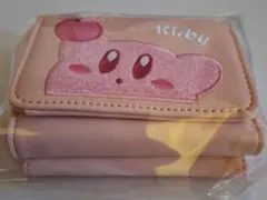 星のカービィさがら刺繍 みつ折ウォレット 　ピンク色