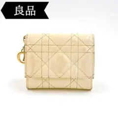◇ディオール◇パテントレザー/レディディオール/ロータスウォレット/三つ折り財布