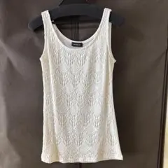 アイボリー レース編み タンクトップ Mサイズ
