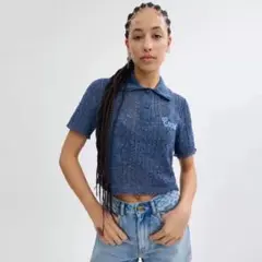 COACH クロップド ニット ポロ トップ