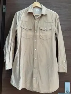 ベージュ コーデュロイ シャツワンピース Mサイズ