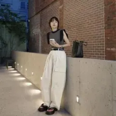 CLANE WIDE TUCK WORK PANTS アイボリー　サイズ1