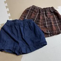 ベビー　キッズ　デニムとチェック柄のショートパンツ