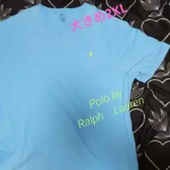POLO RALPH LAUREN ライトブルーVネック Tシャツ 2XLT