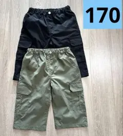 ショートパンツ　半ズボン　無地　ベーシック　170 黒　カーキー　まとめ売り