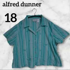 alfred dunner 【18】蝶刺繍　半袖シャツ 緑ストライプ