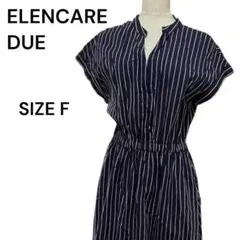 ELENCARE DUE ストライプワンピース Fサイズ ネイビー ノースリーブ