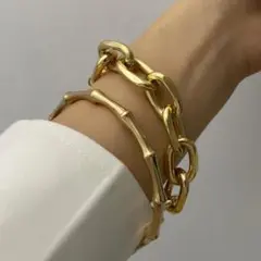 ゴールド 2連ブレスレット 分けても使える! ゴージャス✨