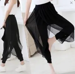 シフォン ハーレムパンツ ブラック