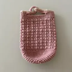 ピンク 編み物 ボトルホルダー ハンドル付き