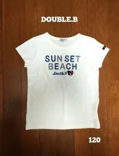 【日本製】DOUBLE.B　クマ刺繍サンセットビーチTシャツ　120