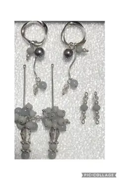 No.209 グレー&シルバー系　ジャラジャラ　チャーム＆コネクター　アソート