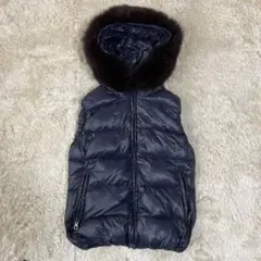 【美品】DUVETICA ダウンベスト ネイビー ファー付 42・Lサイズ