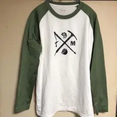 MOUNTAIN HARD WEAR カットソー ホワイト/グリーン　Lサイズ