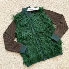 未使用 パーリーゲイツ マスターバニー ファー&ニット ブルゾン 緑 茶 0 S