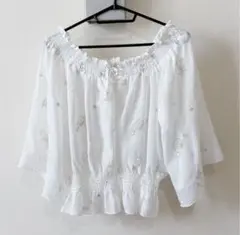 one after another NICE CLAUP シェル柄シアーブラウス