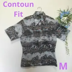 ♪Contoun Fit 風景画プリント 半袖シャツ メンズ Mサイズ 0033