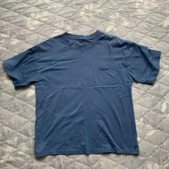 ブルー コットン Tシャツ ポケット付き