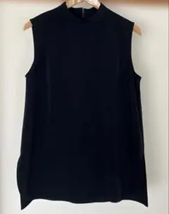 【UNIQLO】ハイネックブラウス ノースリーブ Lサイズ ネイビー