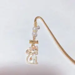 ハンドメイド ブックマーカー 栞 しおり «No.443» ネコ 高級感ある猫♡