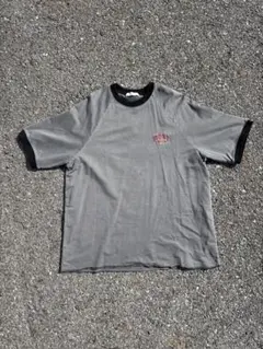Discoat リンガーTシャツ Lサイズ グレー×ブラック 古着風 ストリート